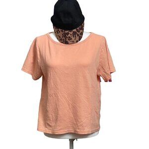 Tangerine Athleta Warm Sunset Round Neck T-Shirt Size Medium